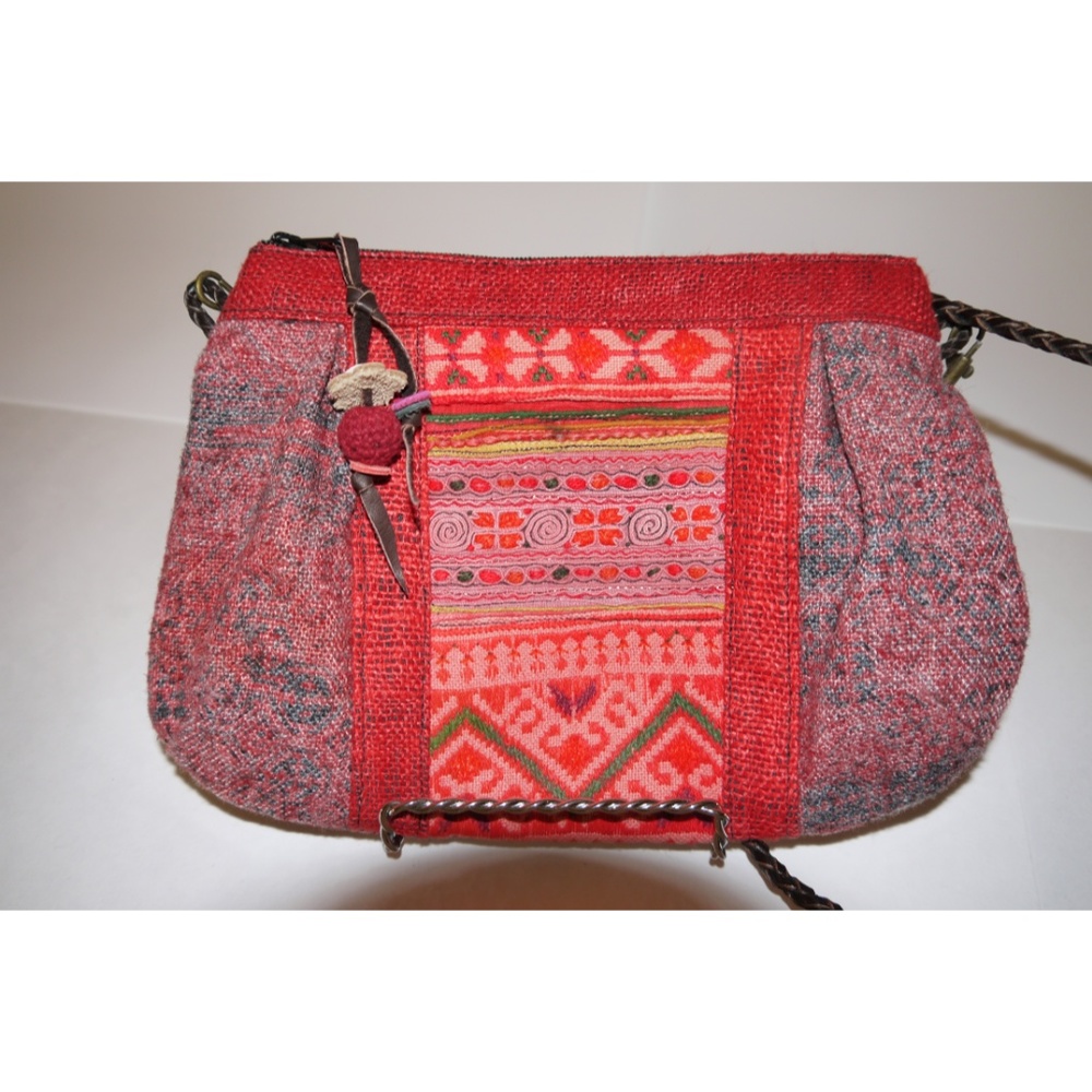 Cute! Small Fabric and Leather Tapestry Crossbody